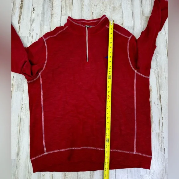 Men's Tommy Bahama Red Pull Over Marlin Logo 1/4 Zip Fleece Jacket XL - Picture 5 of 10